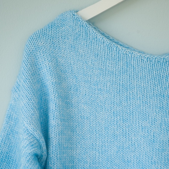 LOFT Blue Cable Knit Back Detail Sweater - Picture 8 of 12